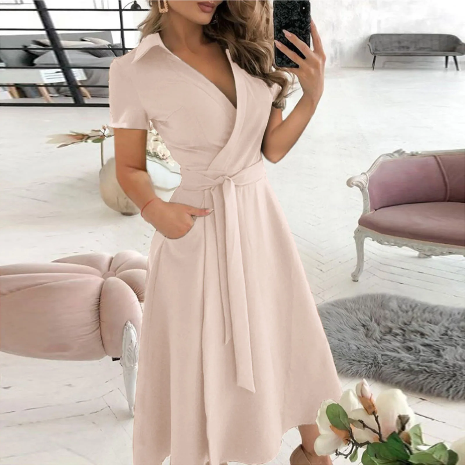 فستان نسائي مكشكش بأكمام طويلة - مراجعة Women'S Red Formal Wear وسعره