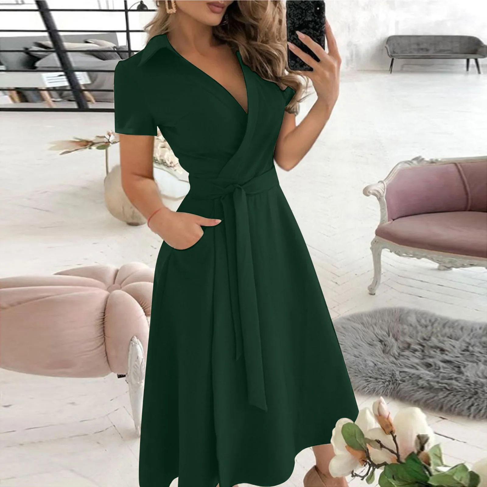 فستان نسائي مكشكش بأكمام طويلة - مراجعة Women'S Red Formal Wear وسعره
