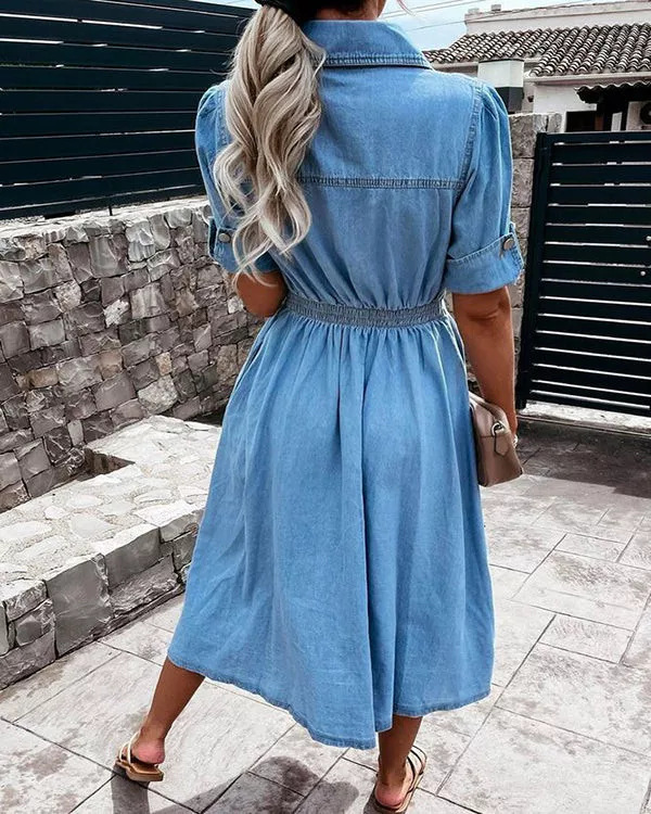 فستان نسائي من الدنيم الفاتح ا - مراجعة Midi Dress وسعره