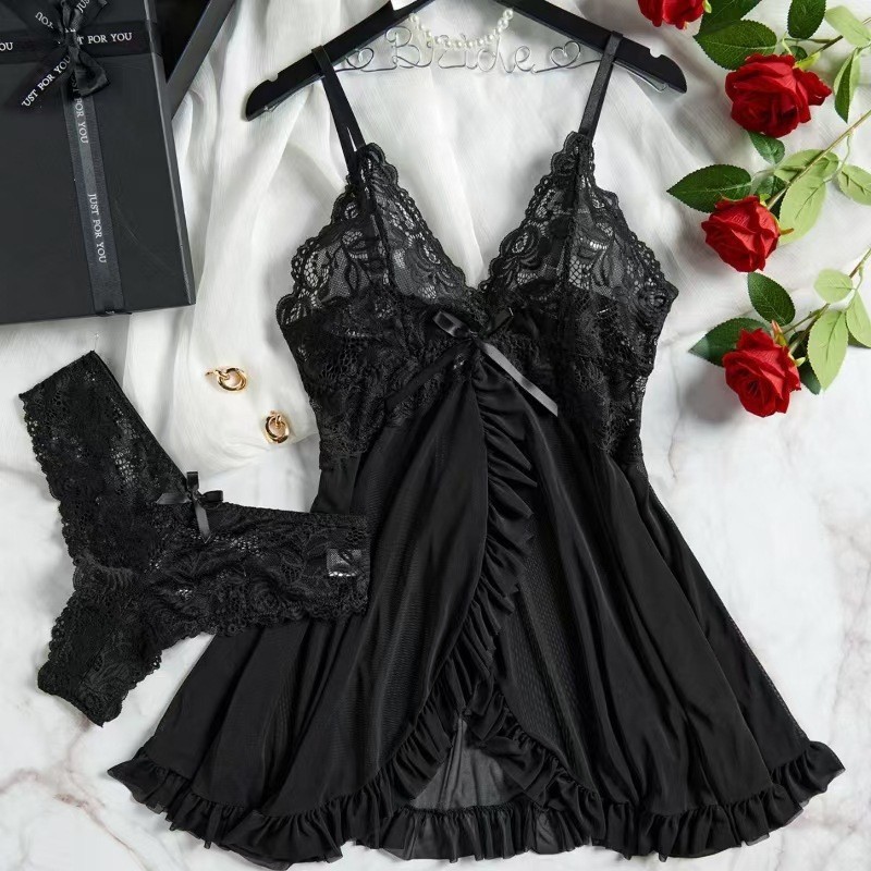 ملابس نوم نسائية مثيرة على الط - مراجعة Lace Dress وسعره
